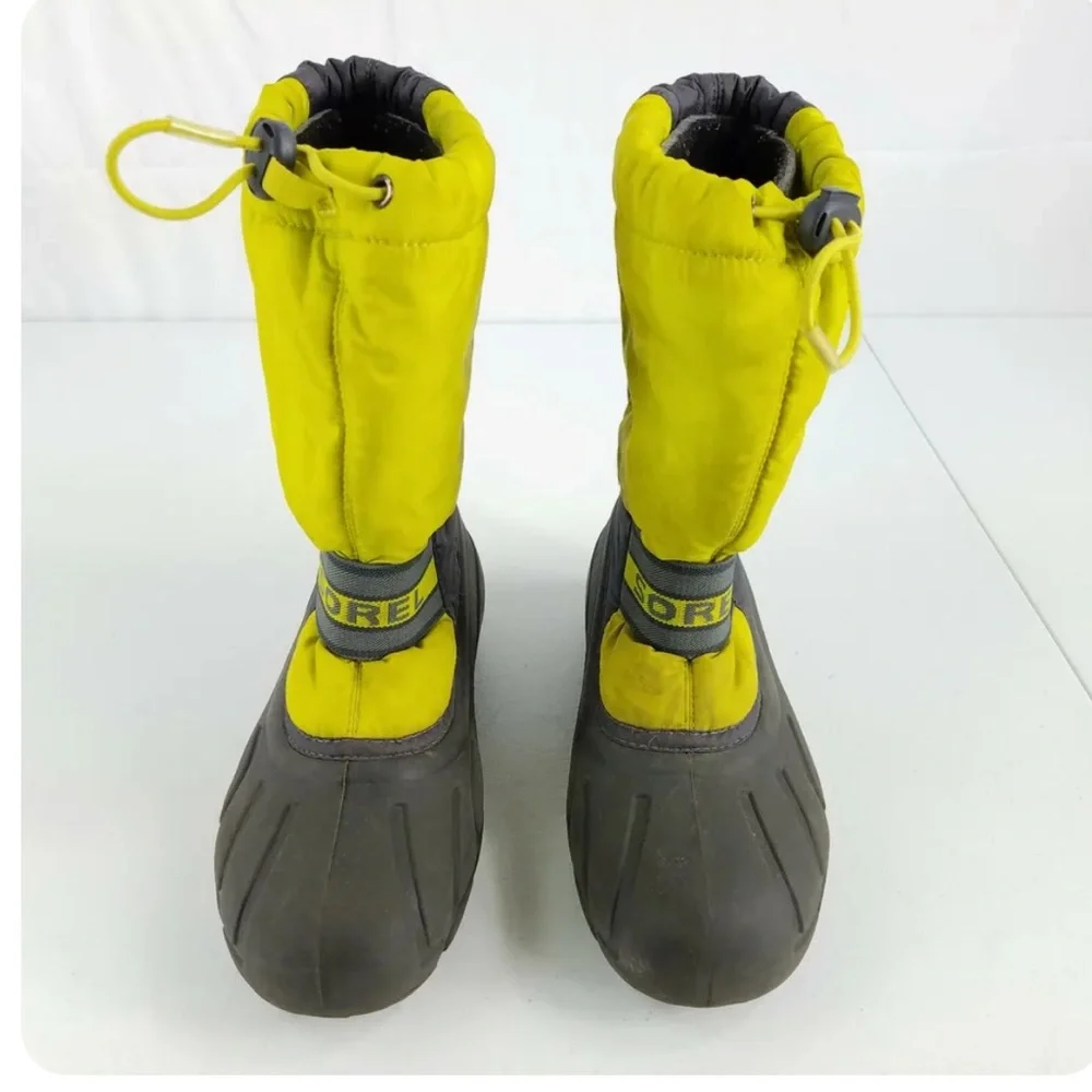 Sorel 1831 Gray & Yellow Insulated Waterproof Snow Boots Kids Size 12
